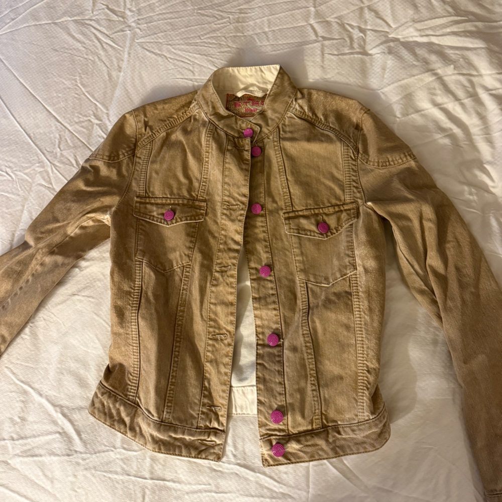 Etro Tan Jean Jacket with Pink Accents